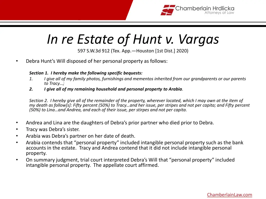 in re estate of hunt v vargas