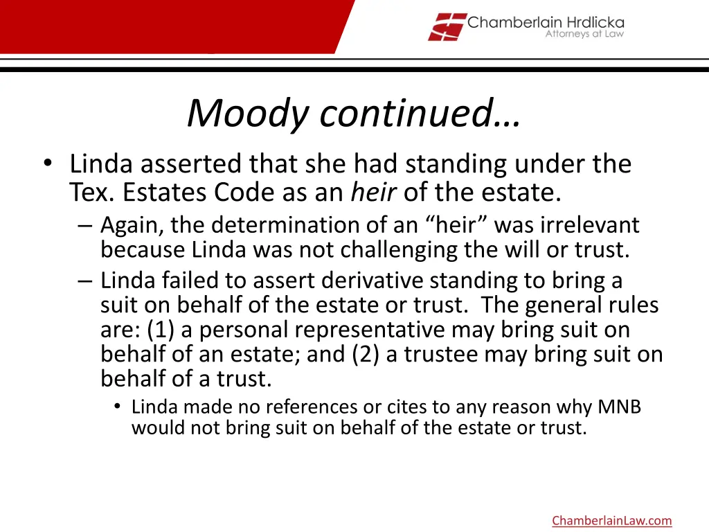 moody continued linda asserted that 1