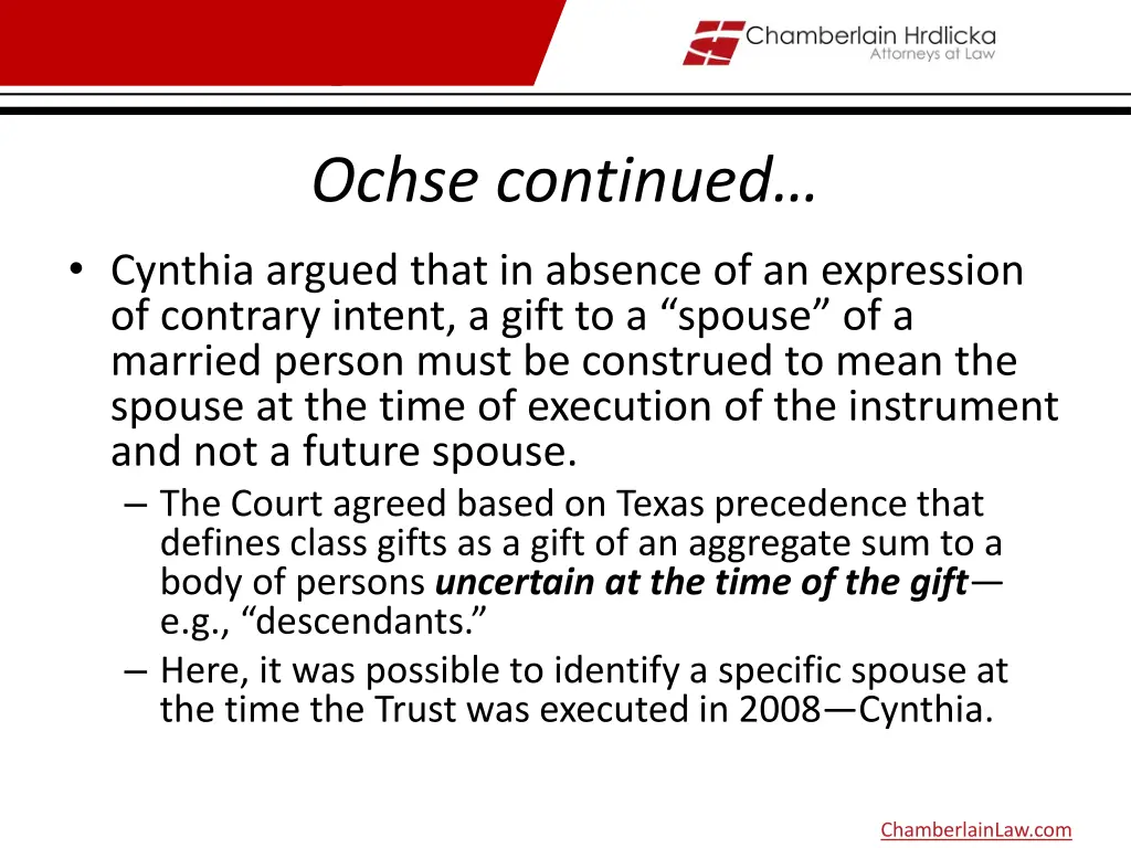 ochse continued cynthia argued that in absence