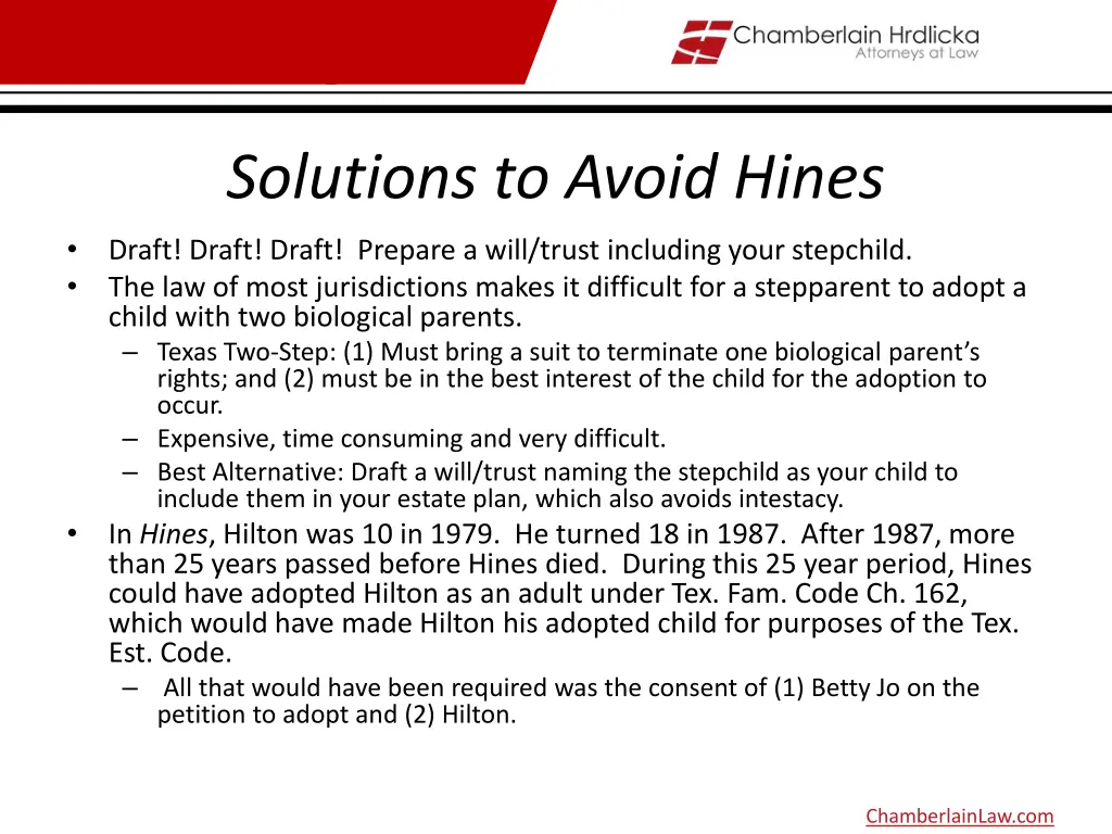 solutions to avoid hines