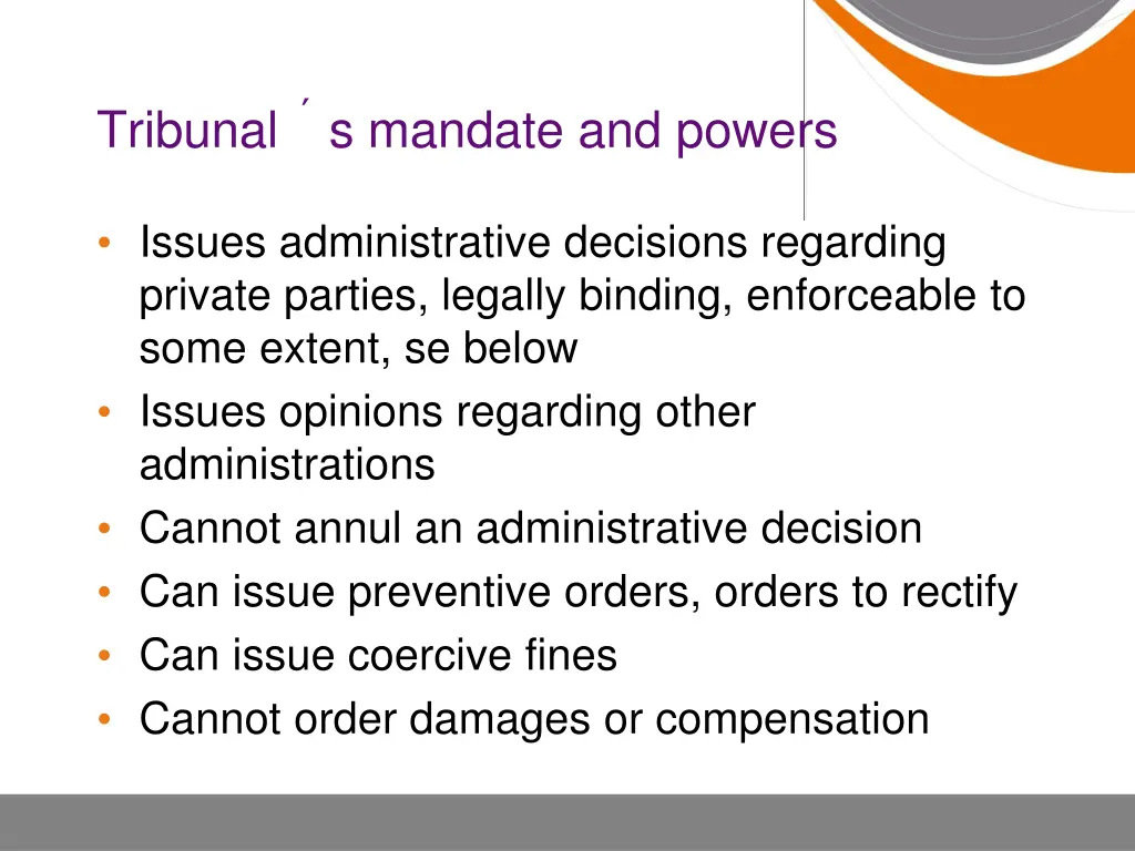 tribunal s mandate and powers