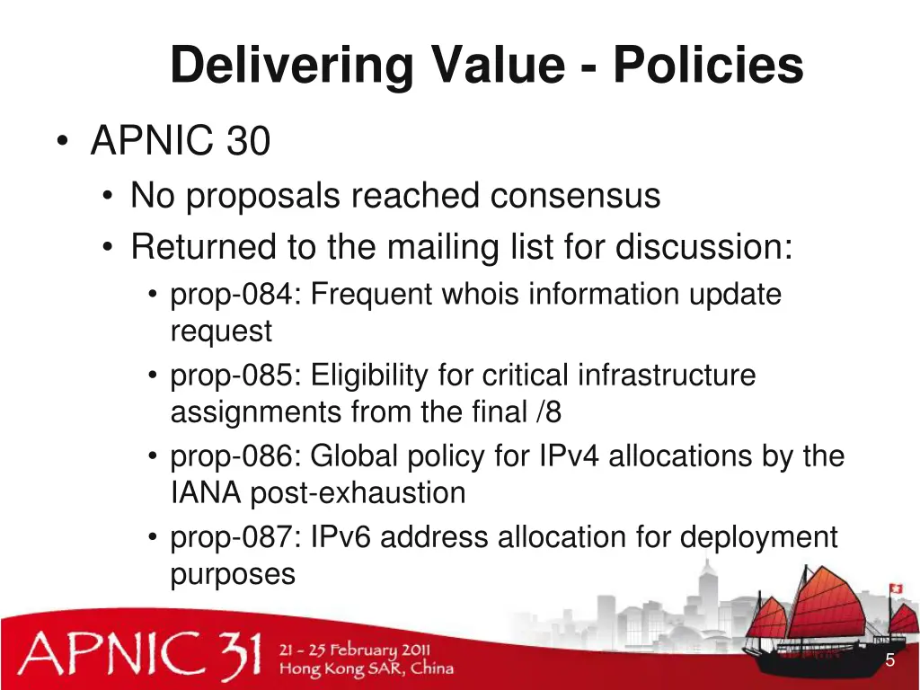 delivering value policies