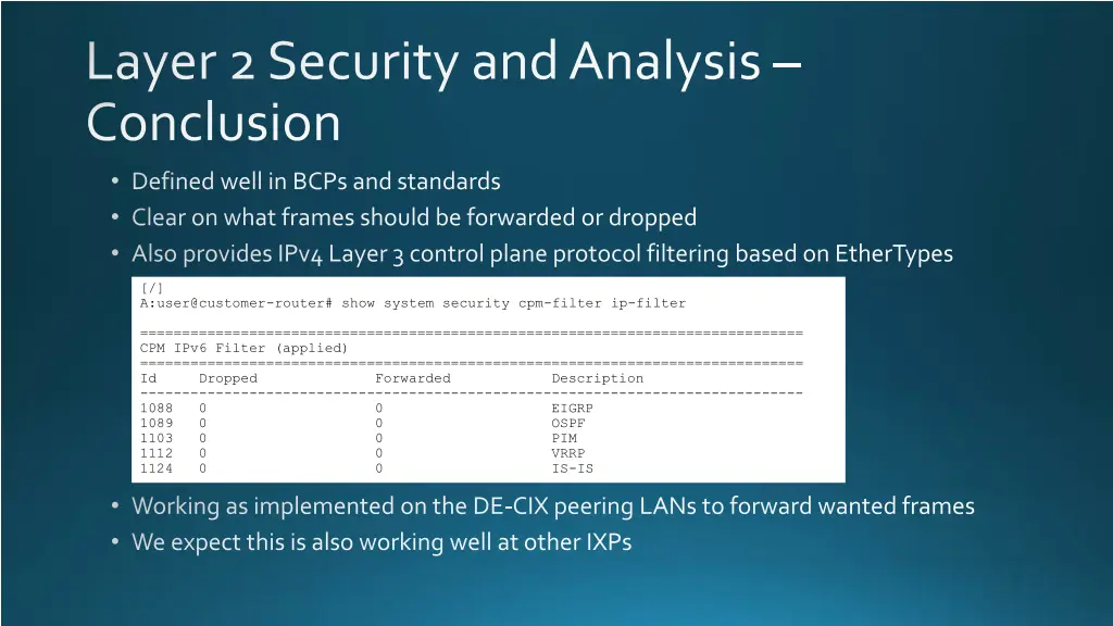 layer 2 security and analysis conclusion