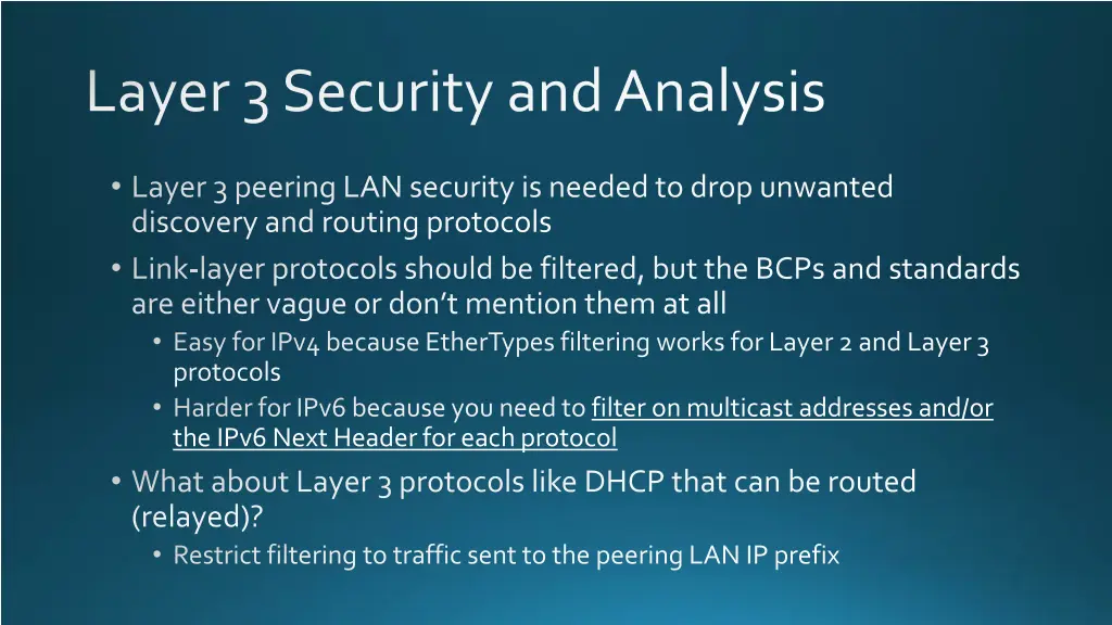 layer 3 security and analysis