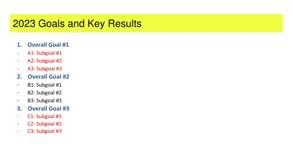 2023 goals and key results