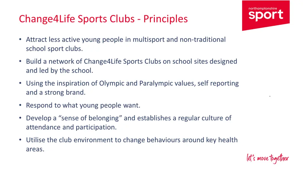 change4life sports clubs principles