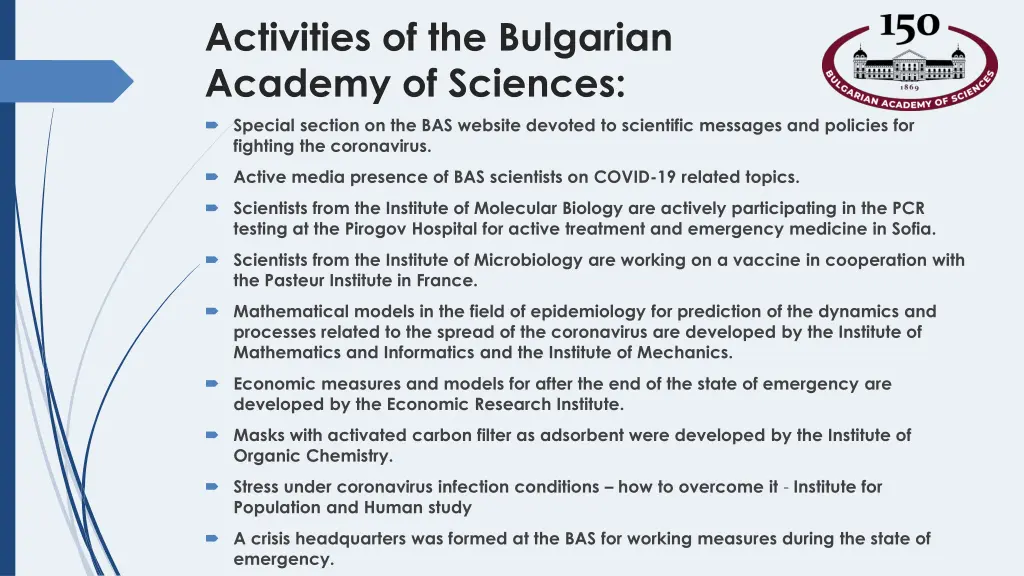 activities of the bulgarian academy of sciences