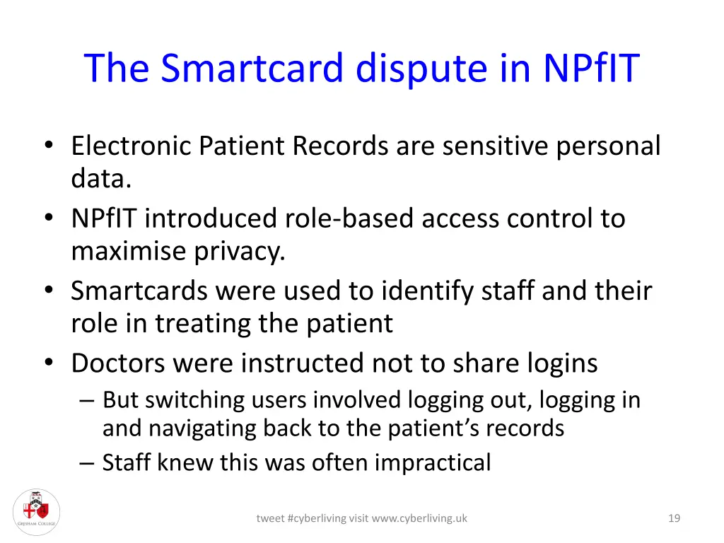 the smartcard dispute in npfit