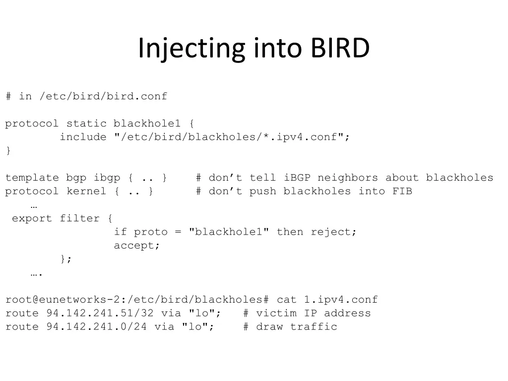 injecting into bird