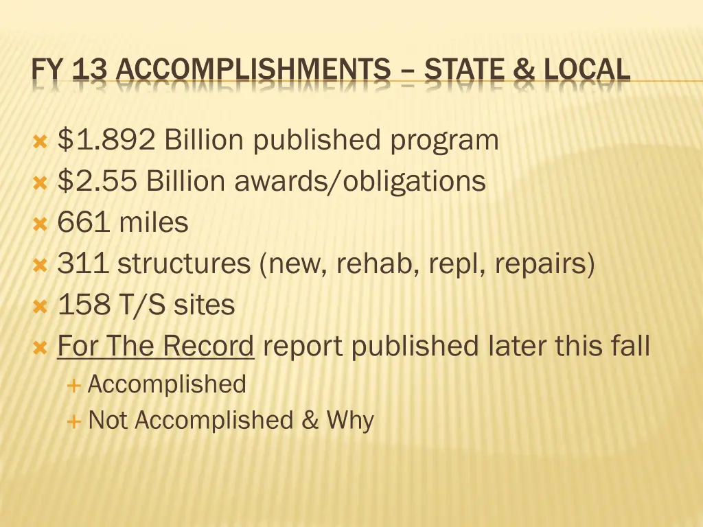 fy 13 accomplishments state local