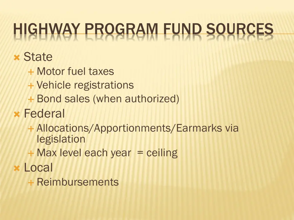 highway program fund sources