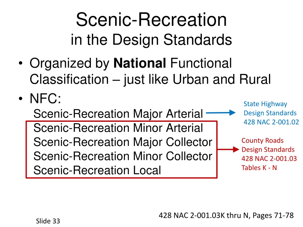 scenic recreation in the design standards