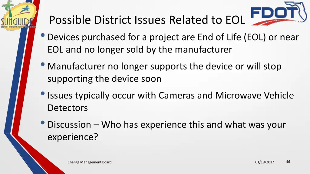 possible district issues related to eol devices