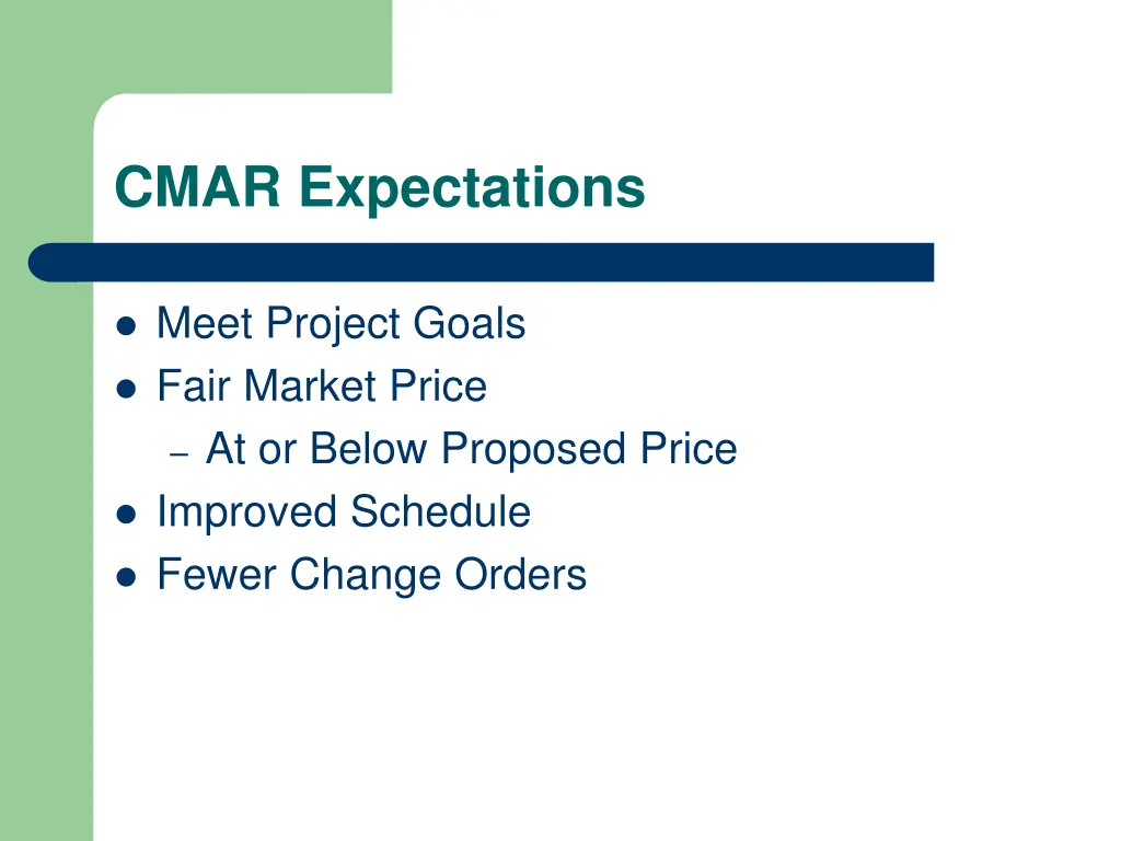 cmar expectations