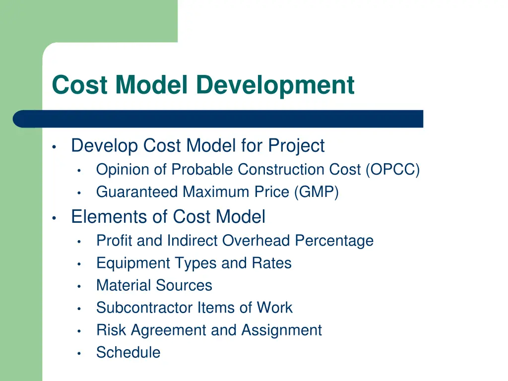 cost model development