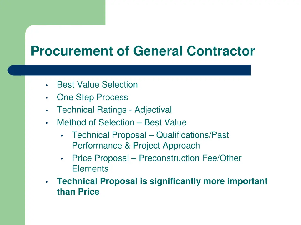 procurement of general contractor