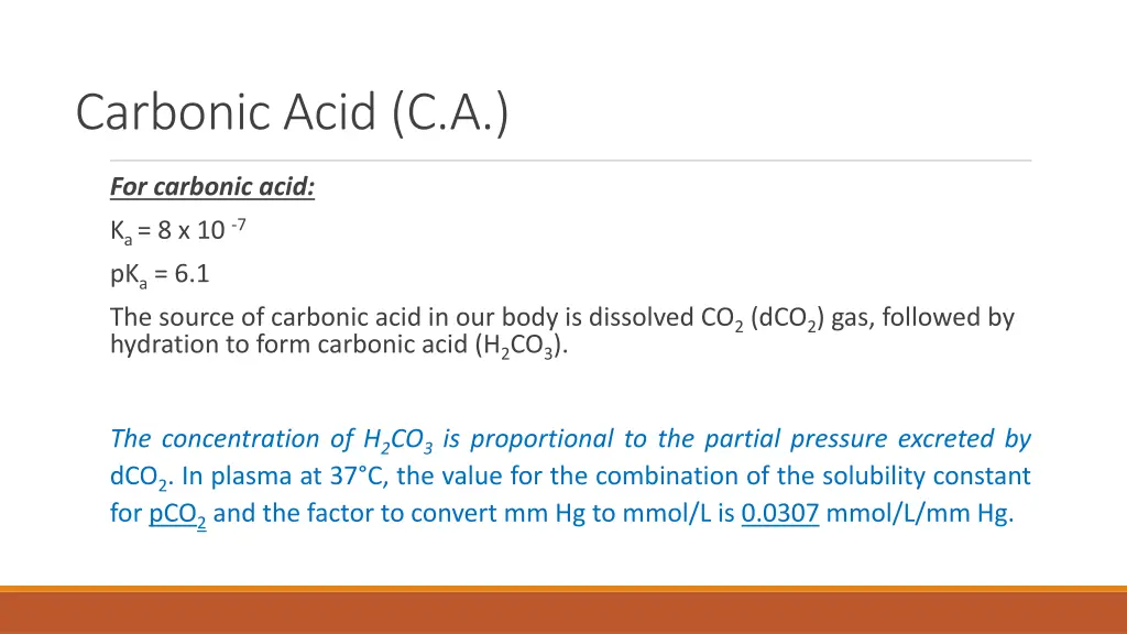 carbonic acid c a