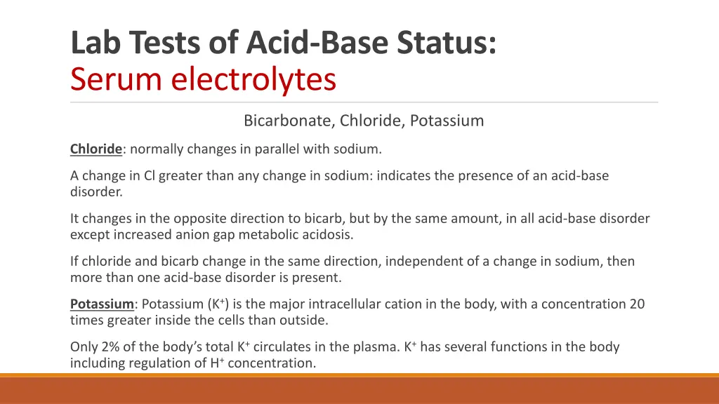 lab tests of acid base status serum electrolytes 1