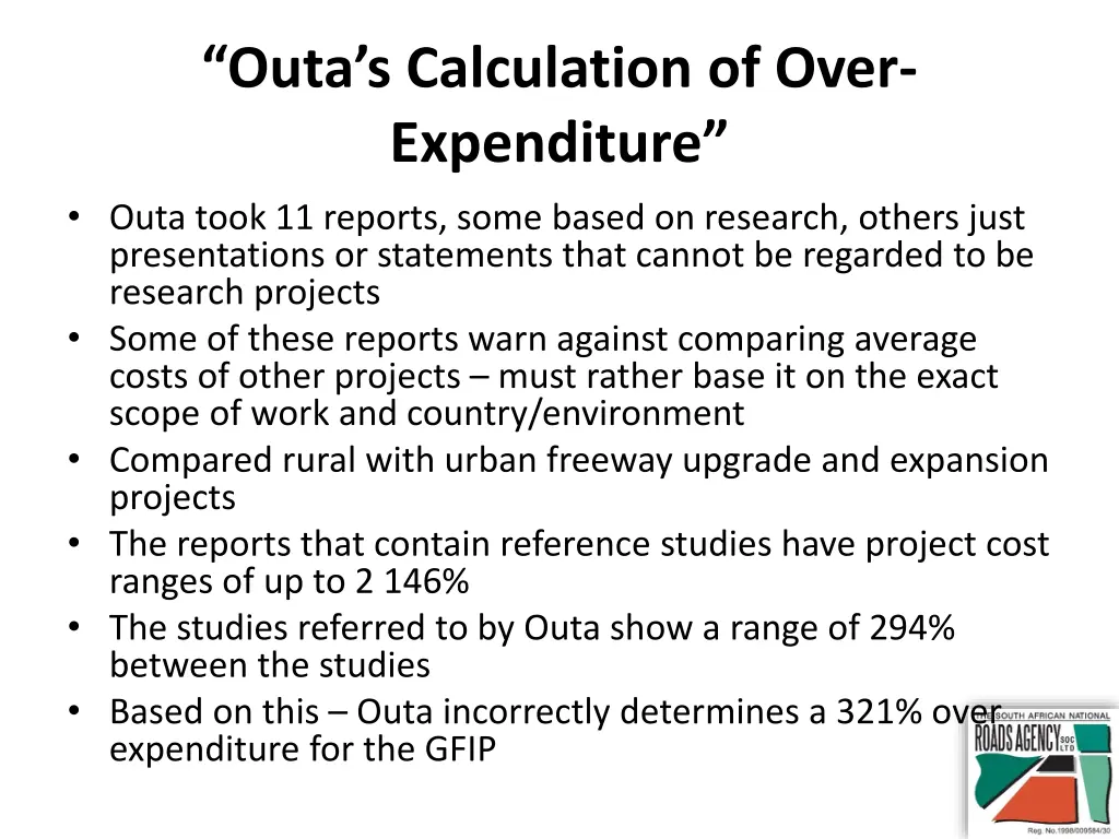 outa s calculation of over expenditure outa took