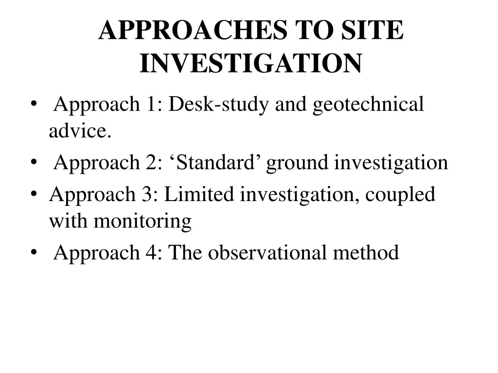 approaches to site investigation