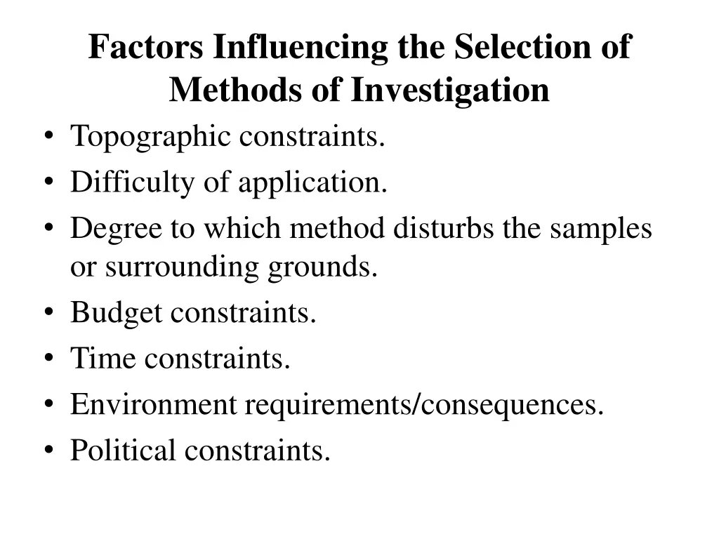 factors influencing the selection of methods 1