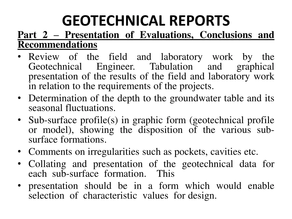 geotechnical reports part 2 presentation