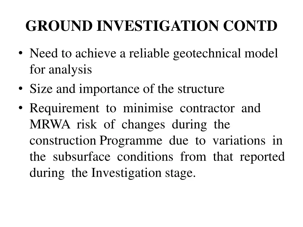 ground investigation contd