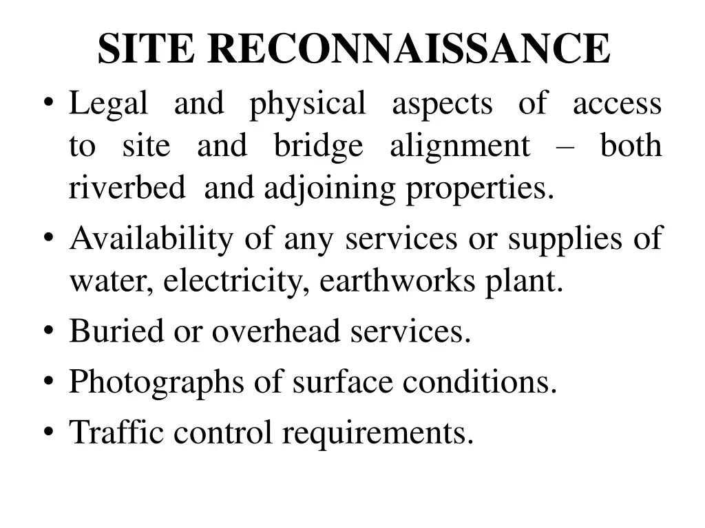 site reconnaissance legal and physical aspects