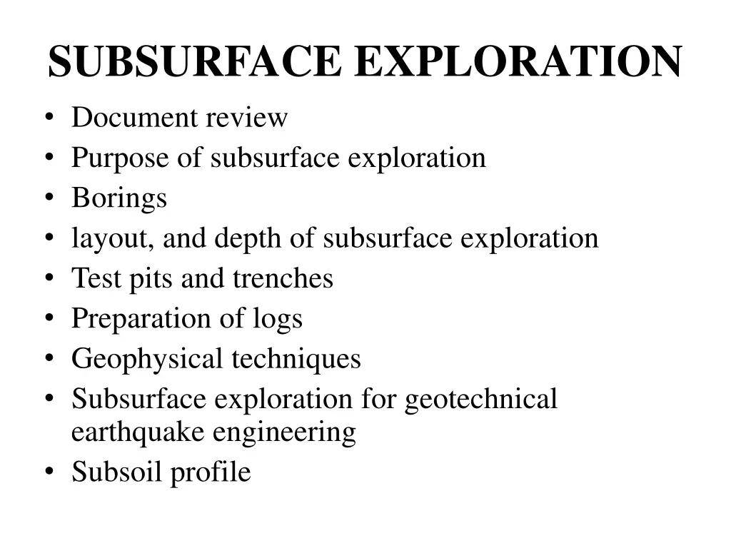 subsurface exploration document review purpose