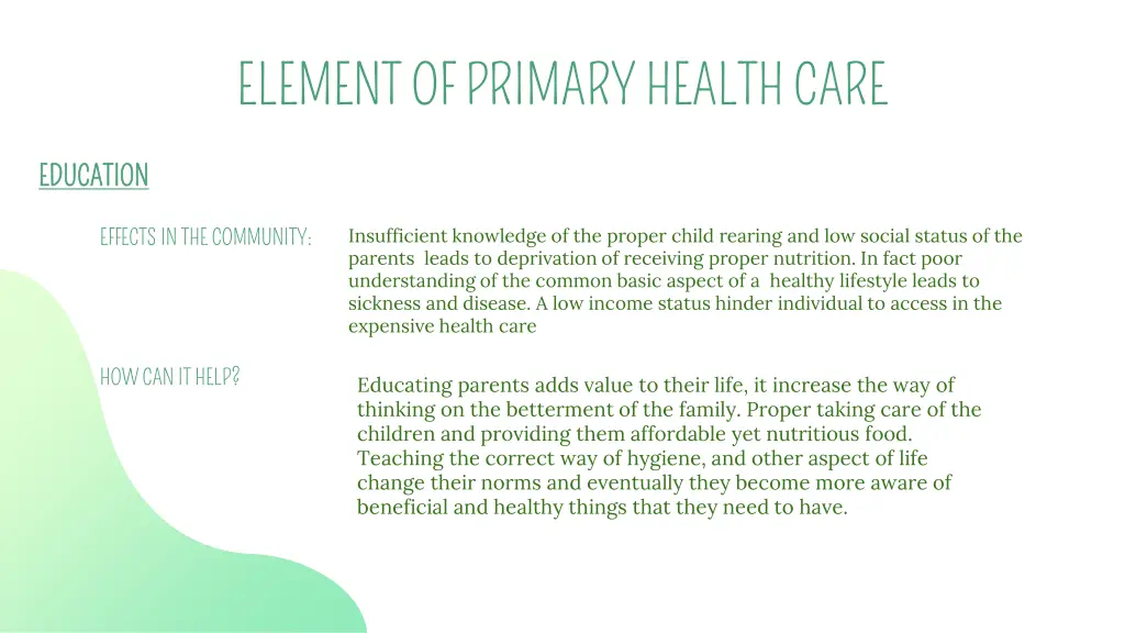 element of primary health care 1