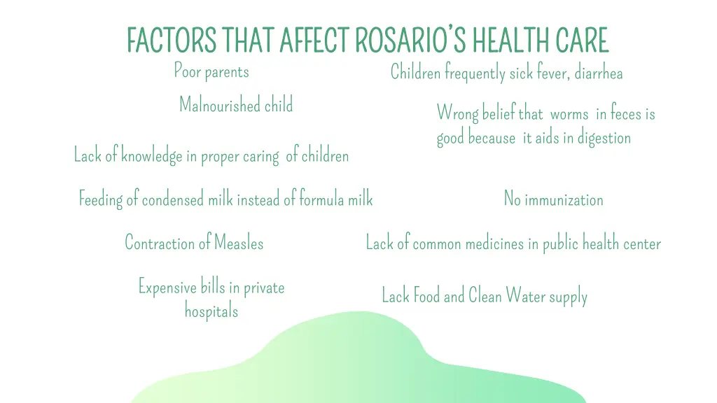 factors that affect rosario s health care factors