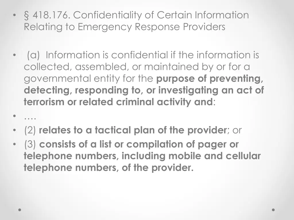 418 176 confidentiality of certain information