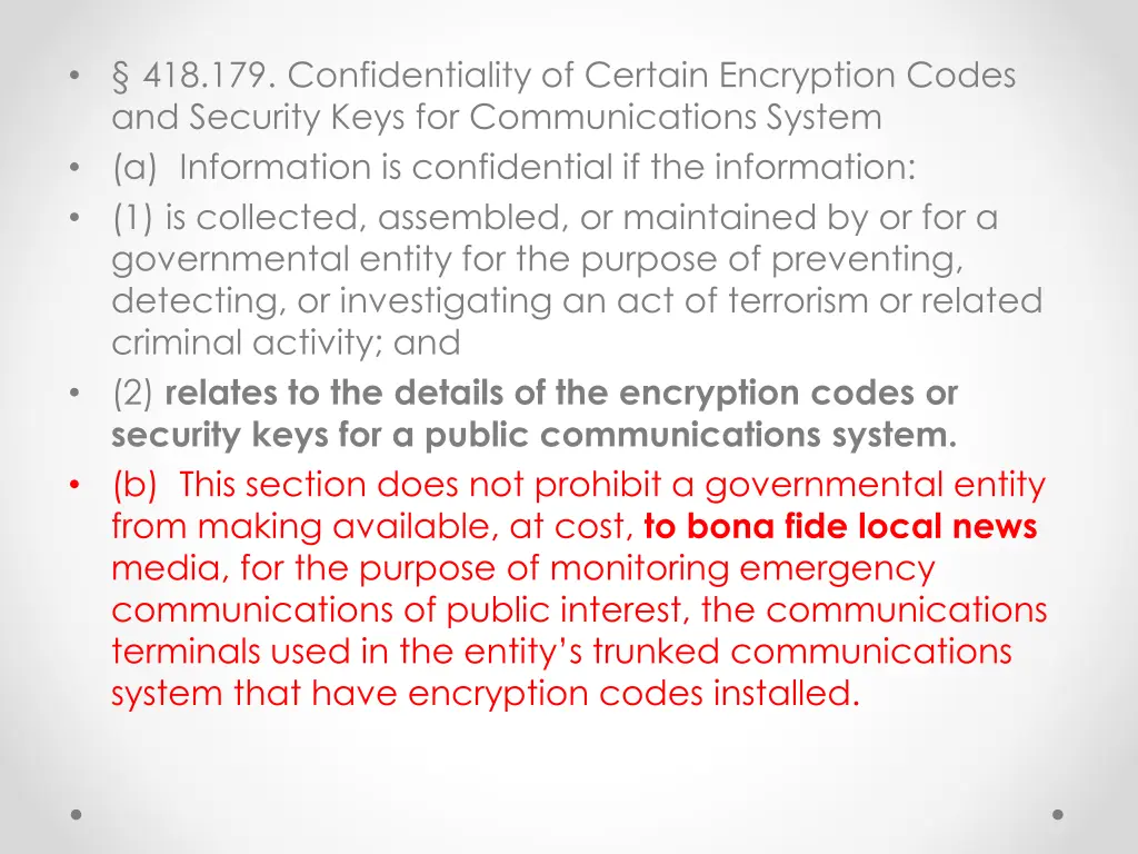 418 179 confidentiality of certain encryption