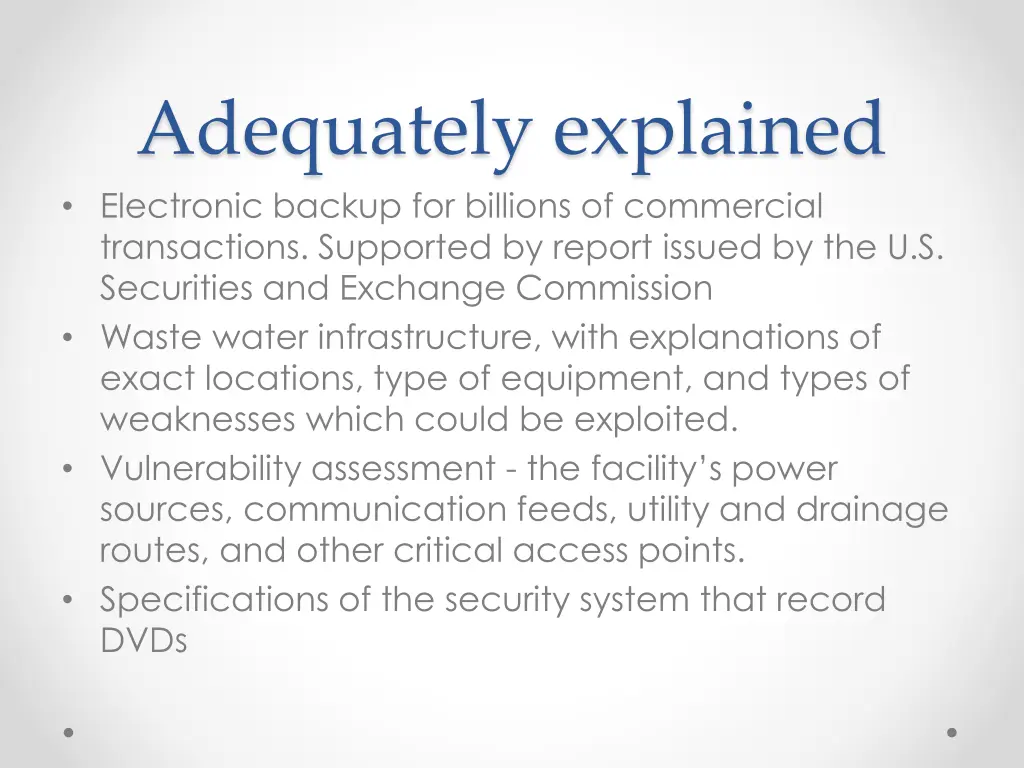 adequately explained electronic backup