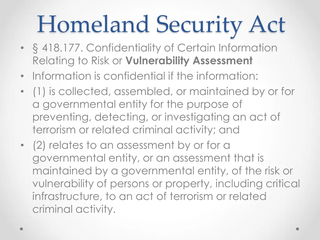 homeland security act 418 177 confidentiality