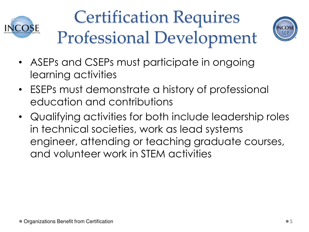 certification requires professional development