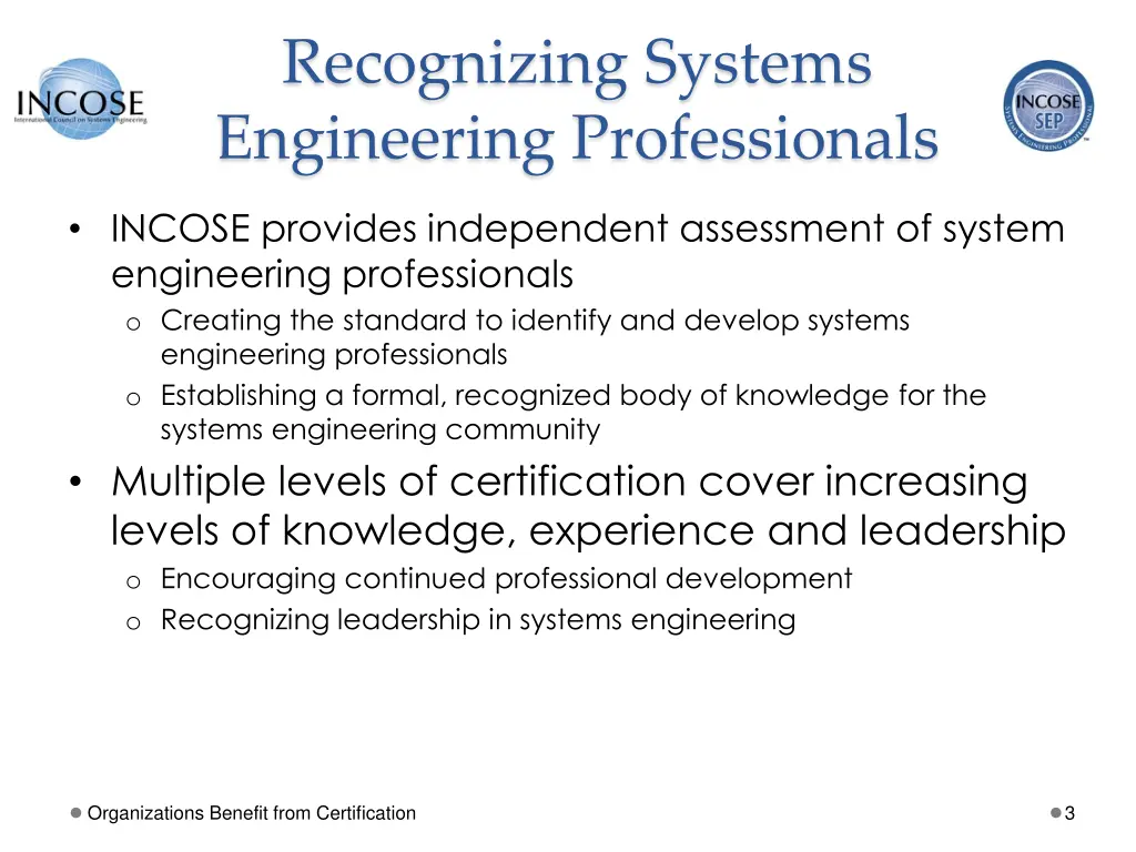 recognizing systems engineering professionals