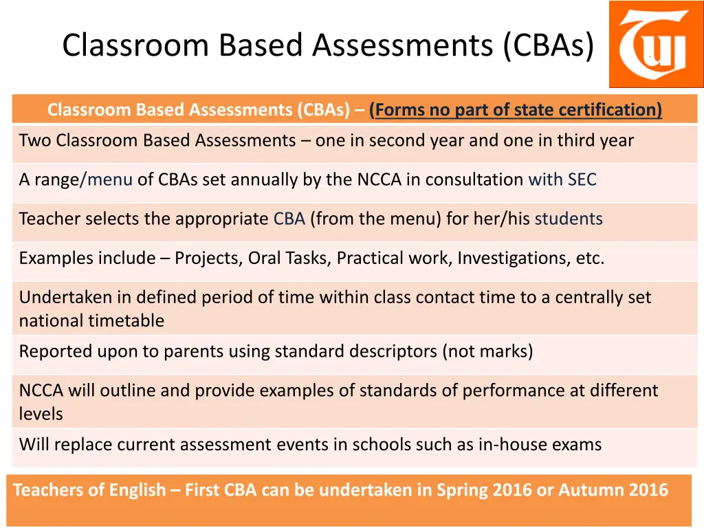 classroom based assessments cbas