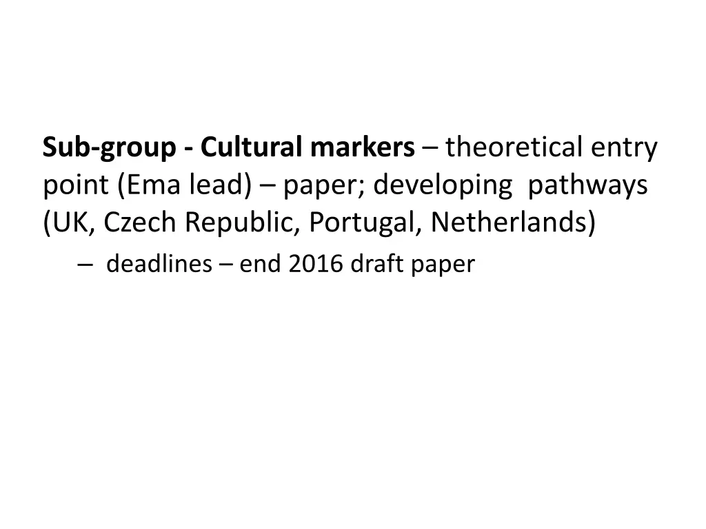 sub group cultural markers theoretical entry