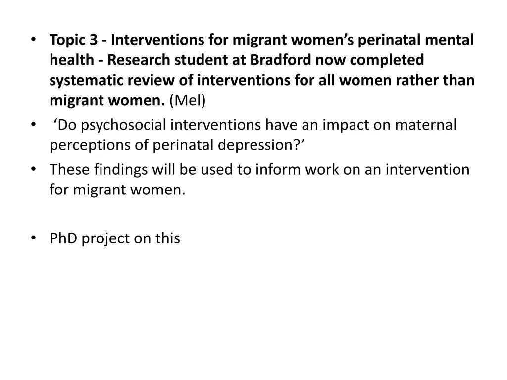 topic 3 interventions for migrant women