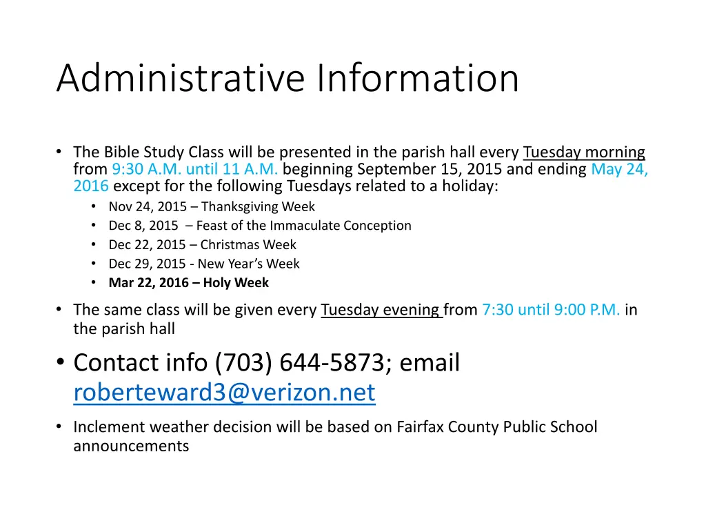 administrative information