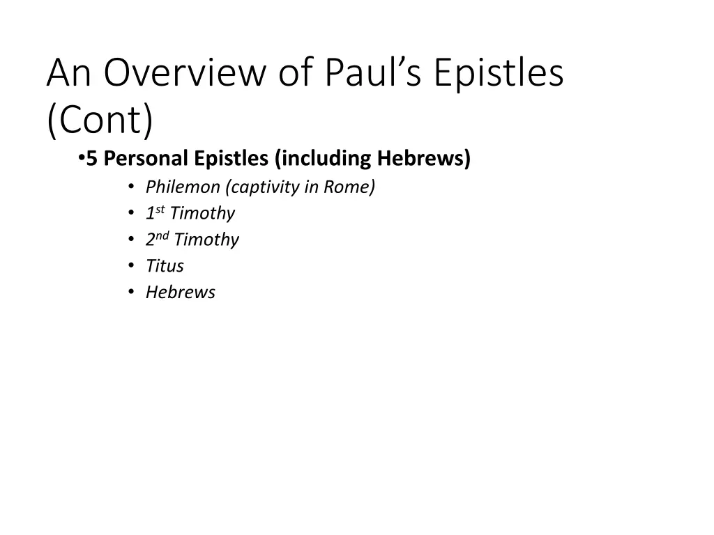 an overview of paul s epistles cont 5 personal