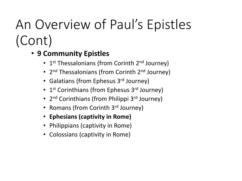 an overview of paul s epistles cont 9 community