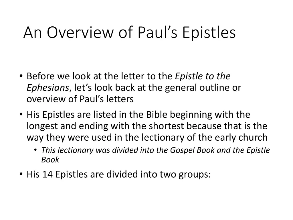 an overview of paul s epistles