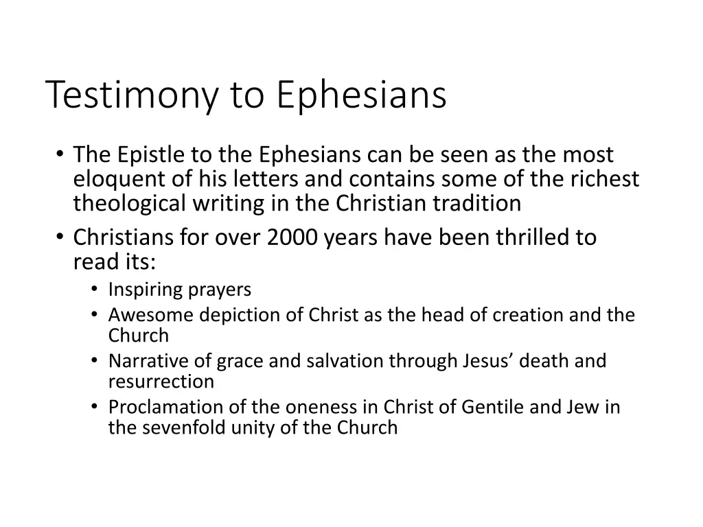 testimony to ephesians