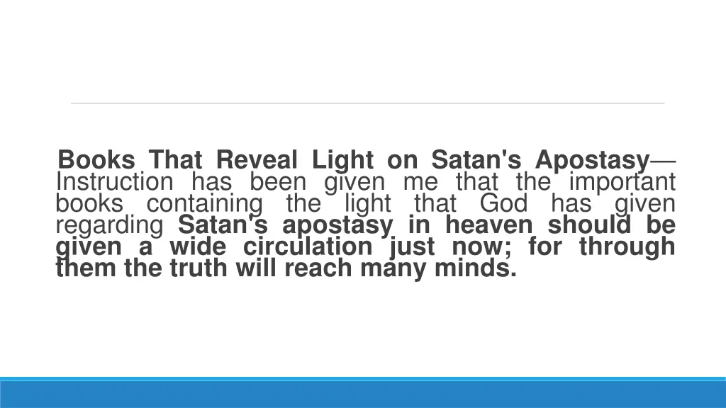 books that reveal light on satan s apostasy