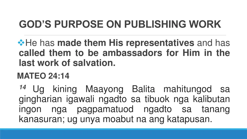 god s purpose on publishing work