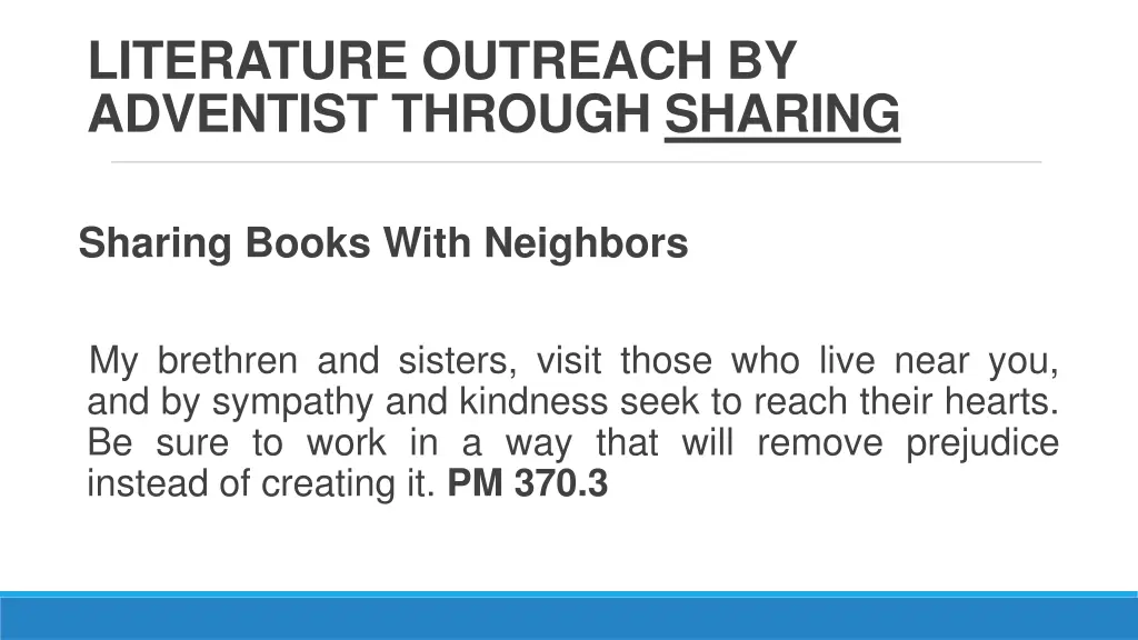 literature outreach by adventist through sharing 1