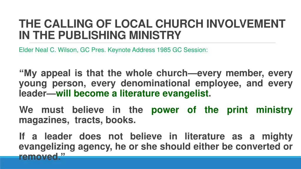 the calling of local church involvement 1